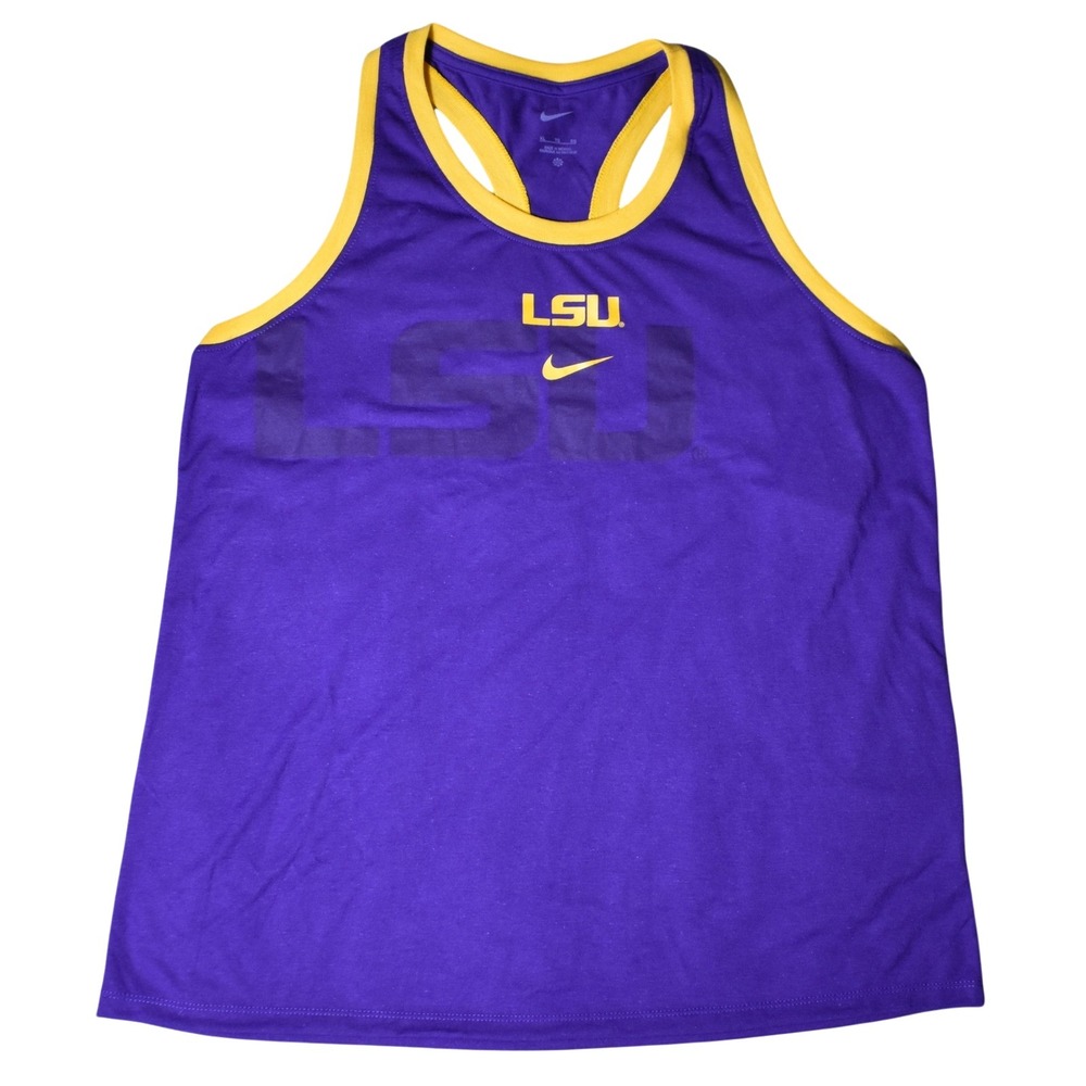 Nike Women's LSU Tigers Primetime Racerback Tank Top Size XL Purple Yellow NEW